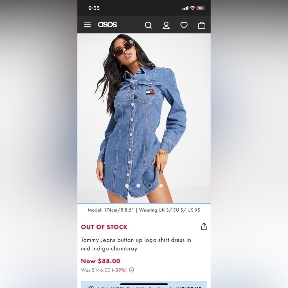 Tommy Hilfiger Blue Denim Button-Up Dress